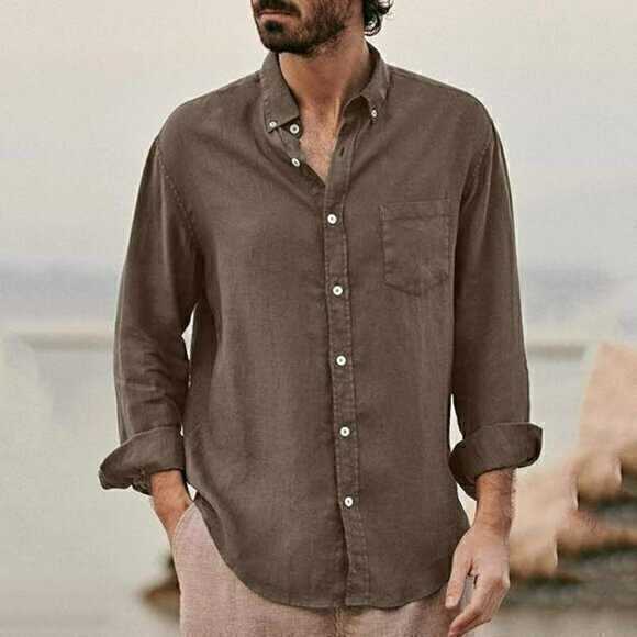 Gucci Other - Gucci Men’s Size (M) Medium Button-Up Long-Sleeve Casual Brown Shirt Black‎ Tag